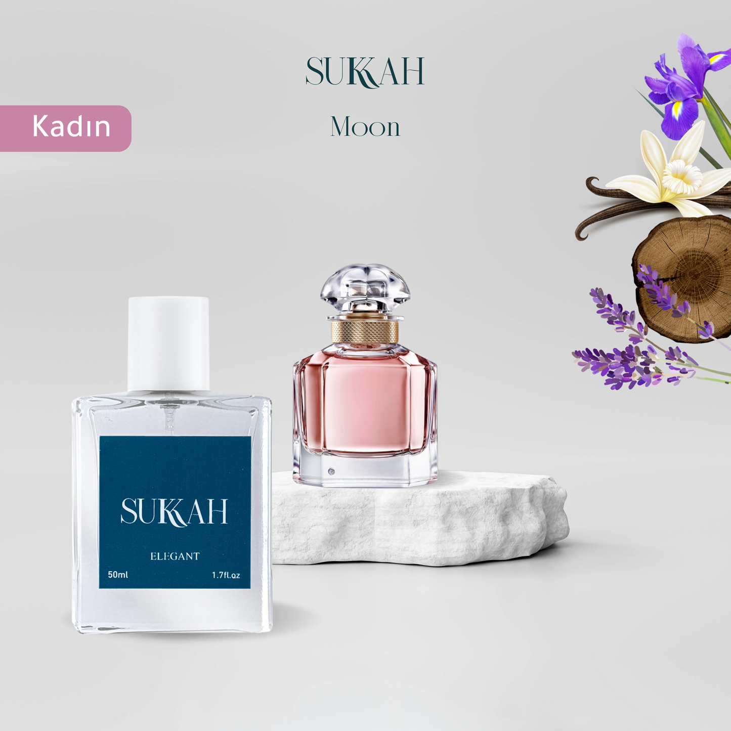 Sukkah Moon & Elegant women's perfumes with floral notes, 50ml bottles, luxury fragrance collection